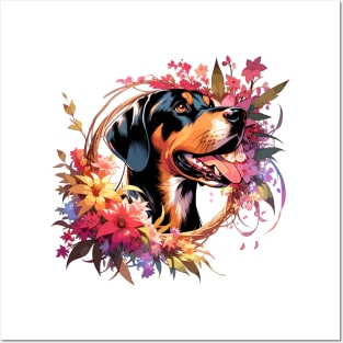 Black and Tan Coonhound Joyful Mothers Day Dog Mom Gift Posters and Art
